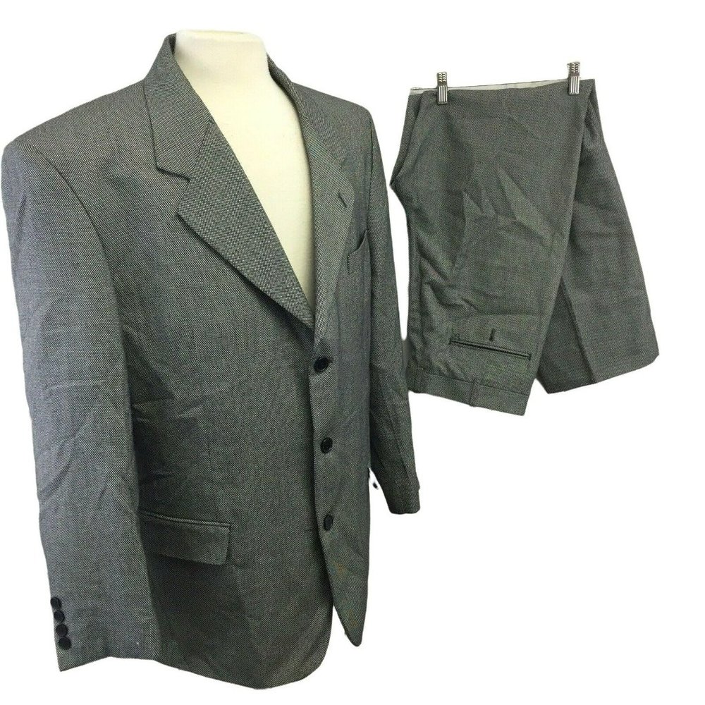 Alberto Celini Two Piece Suit Jacket Blazer Sports Coat Mens 42R Pants 36 Black